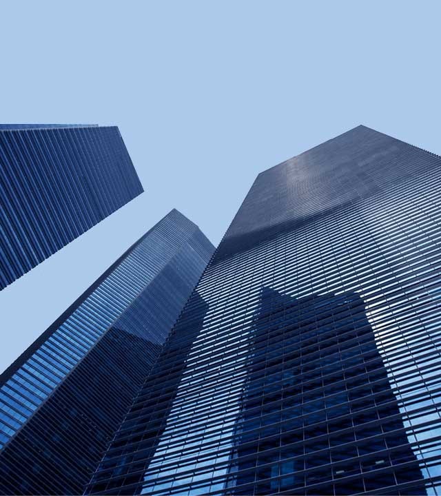 street view of city skyscrapers